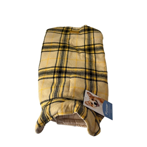 Kuoser Dogs Size M Quilted‎ Vest Jacket Reversible Yellow Plaid And Cream New - Picture 1 of 7